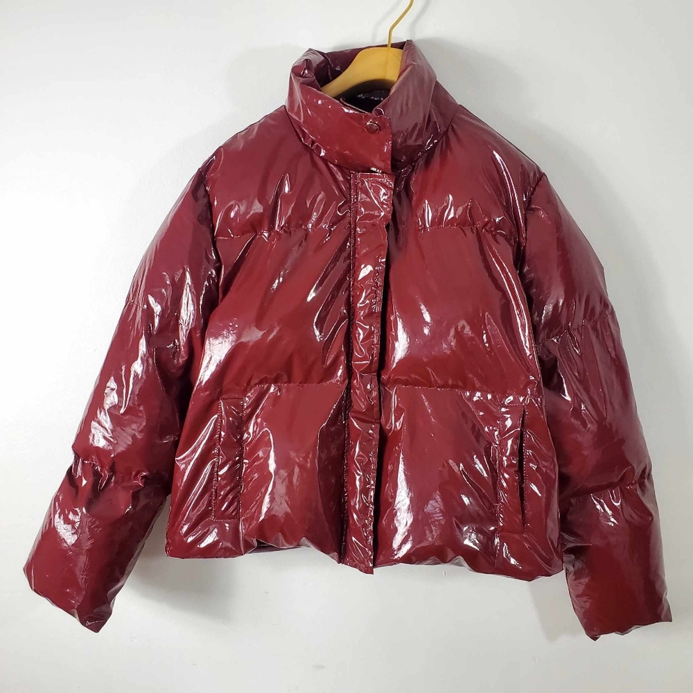 SHEIN Pocket Front PU Puffer Jacket M